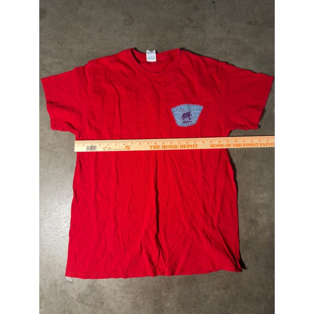 Delta Apparel Cayman Islands Caribbean Graphic T-Shirt Red Mens Large Souvenir